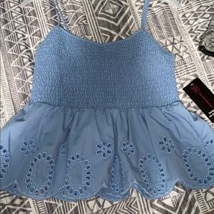 Blue Smocked Women's Top
